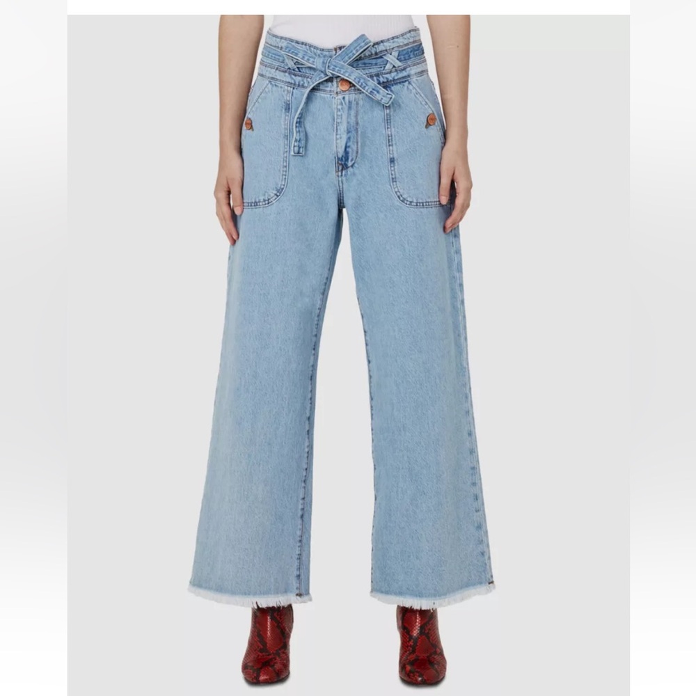 NWT Jaen Harper SLB High Rise Wide Leg Raw Hem Jeans 32